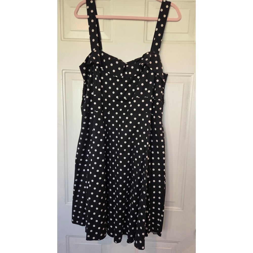 Sara USA Black White Polka Dot Rockabilly Dress Plus Size 2XL Retro Halter Style